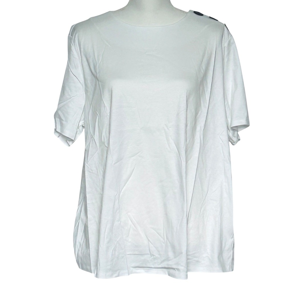 Pari Passu White Elevated Cotton Tee Plus Size 18 Minimalist Boxy Top - Picture 2 of 9